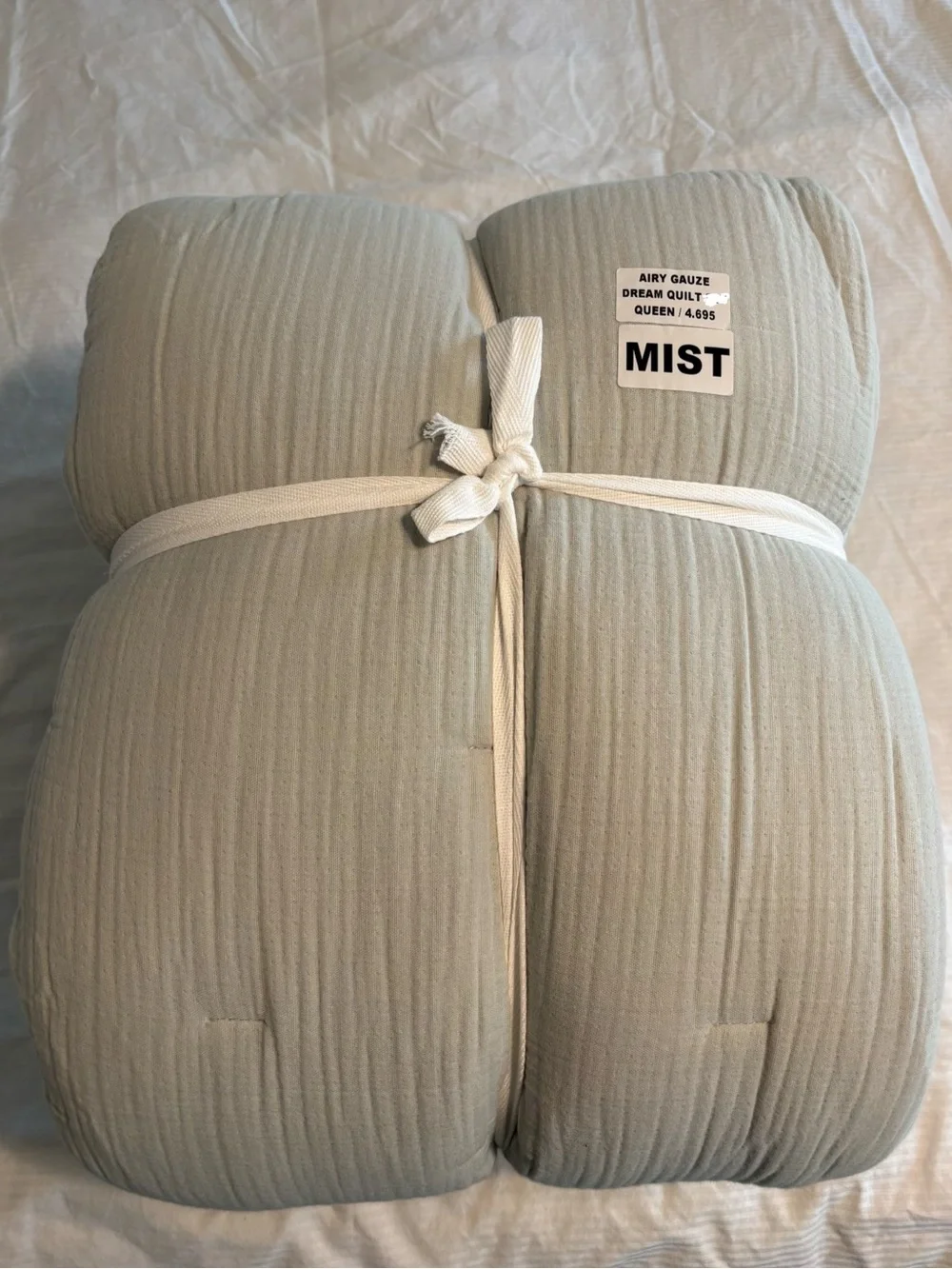 Quince Organic Cotton Gauze Dream Quilt Full/Queen Color: Mist